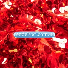 Ткань Пайеточная круглая крупная (красный)